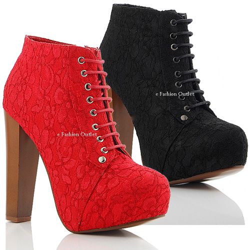 lace up ankle boots womens block heel