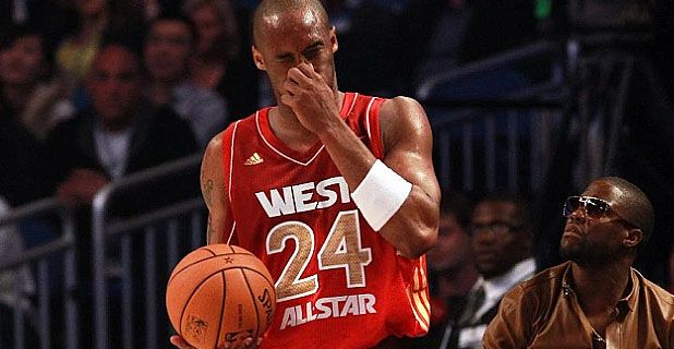 Kobe Bryant en el momento de su lesión en la nariz