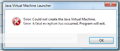 could not create the java virtual machine windows 8 install