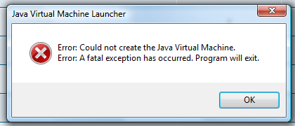 could not create the java virtual machine windows 8 install