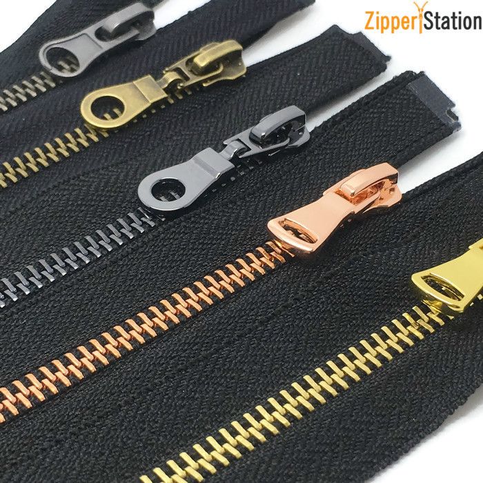 Black Metal 5 Open End Zips Brass, Gun Metal, Rose Gold, Gold N5