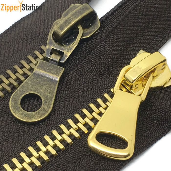 Antique Brass Gun Metal Gold N8 Zippers Heavy Duty Metal #8 Open End Zips