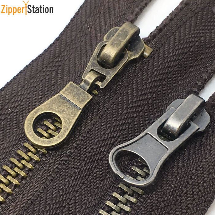 Antique Brass Gun Metal Gold N8 Zippers Heavy Duty Metal #8 Open End Zips