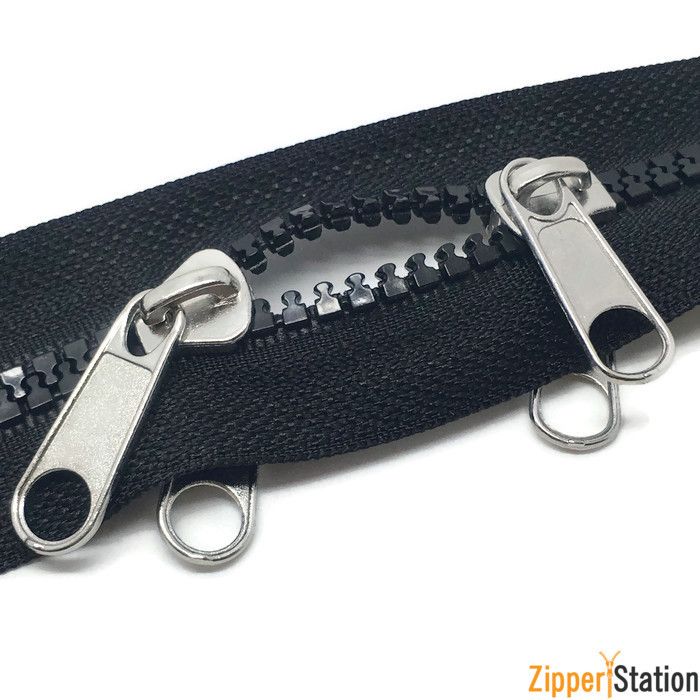 Chunky Plastic 5 Continuous Tent Zip, 2way slider for zipper, Black
