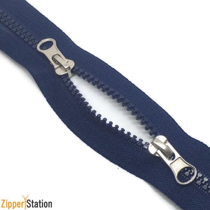 Size 5 Continuous Chunky Plastic Zip Black, Grey and Navy Zipper with