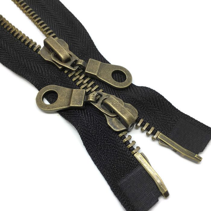 Size 8, 2 Way, Antique Brass Zips Open end Zipper in Brown, Black 8